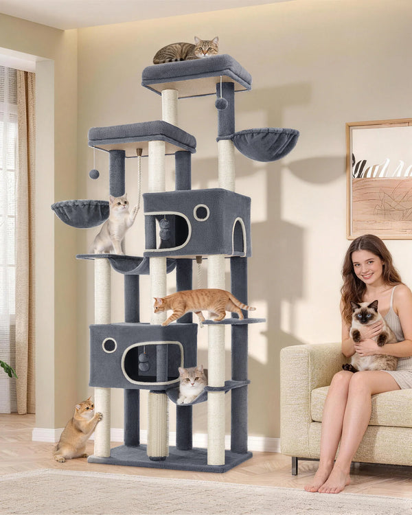 Arbre à chat Maine Coon XXL 213 cm – base extra-large et niches