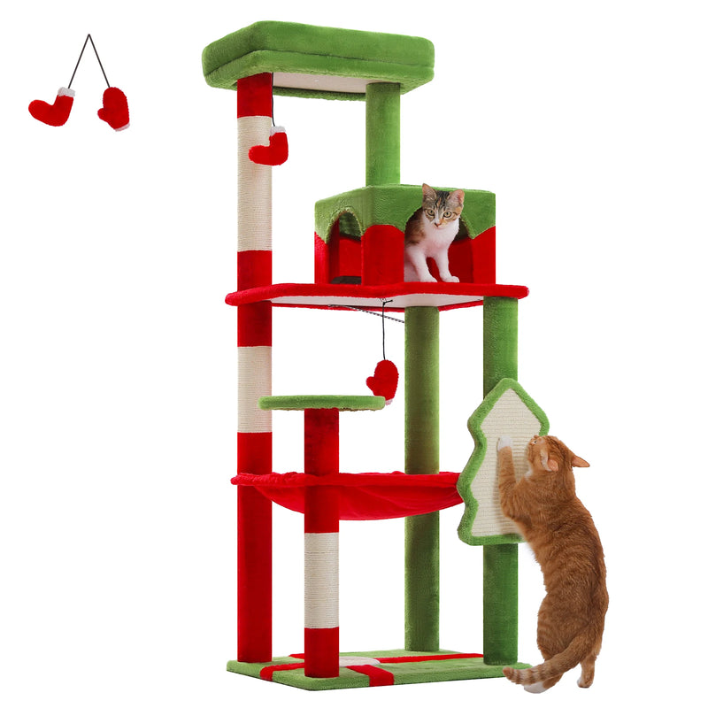 Arbre à chat 143 cm 5 niveaux – Rouge