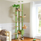 Arbre à chat du sol au plafond en bois – hauteur réglable, hamac