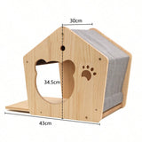 Étagère murale maison pour chat – bois, gain de place