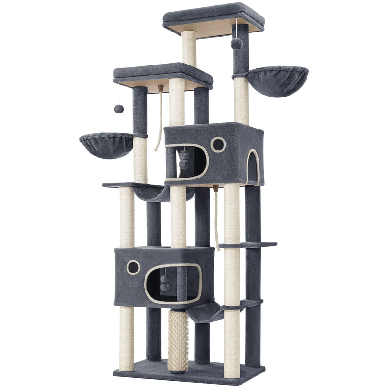 Arbre à chat Maine Coon XXL 213 cm – base extra-large et niches