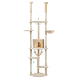 Arbre à chat du sol au plafond réglable – perchoirs et hamac