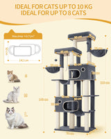 Arbre à chat Maine Coon XXL 213 cm – base extra-large et niches