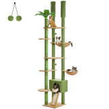 Arbre à chat du sol au plafond en bois – hauteur réglable, hamac