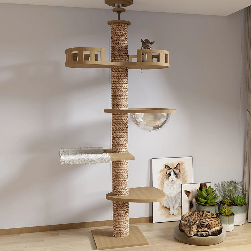 Arbre à chat du sol au plafond 5 niveaux – griffoirs sisal