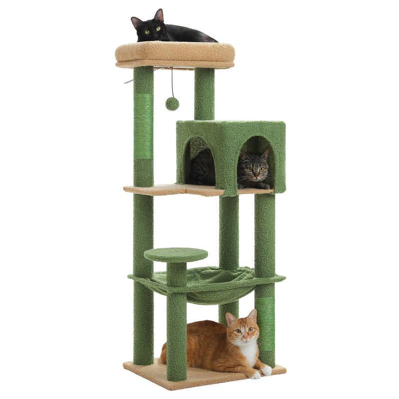 Petit arbre à chat 113 cm – 5 niveaux, hamac et kit anti-basculement