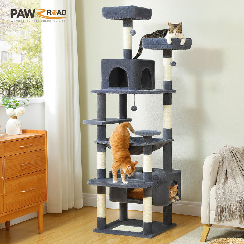 Grand arbre à chat pour Maine Coon – hamac, niches et poteaux sisal