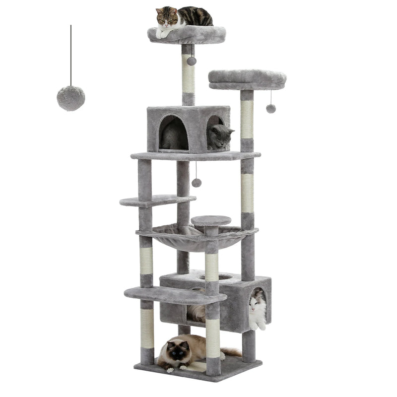 Grand arbre à chat pour Maine Coon – hamac, niches et poteaux sisal