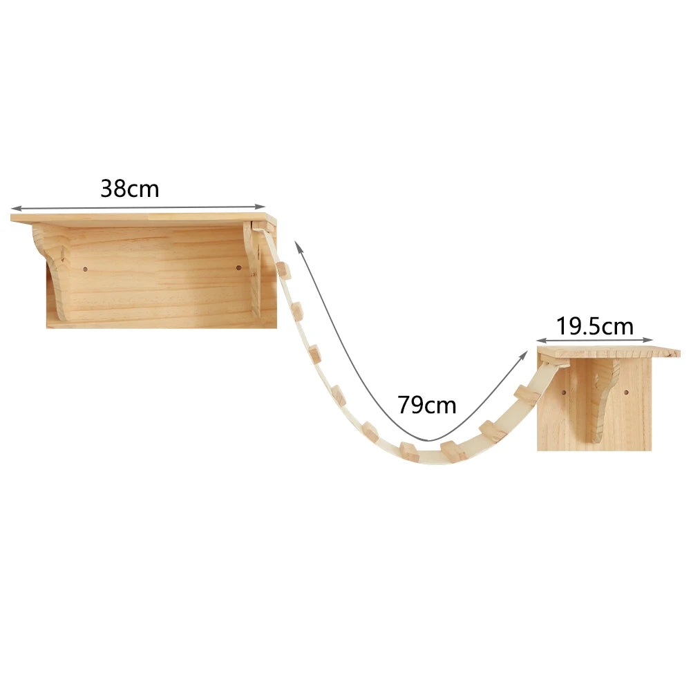 Étagère murale maison pour chat – bois, gain de place