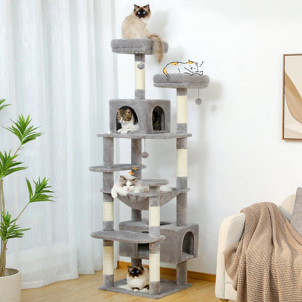 Grand arbre à chat pour Maine Coon – hamac, niches et poteaux sisal