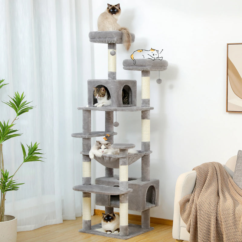 Grand arbre à chat pour Maine Coon – hamac, niches et poteaux sisal