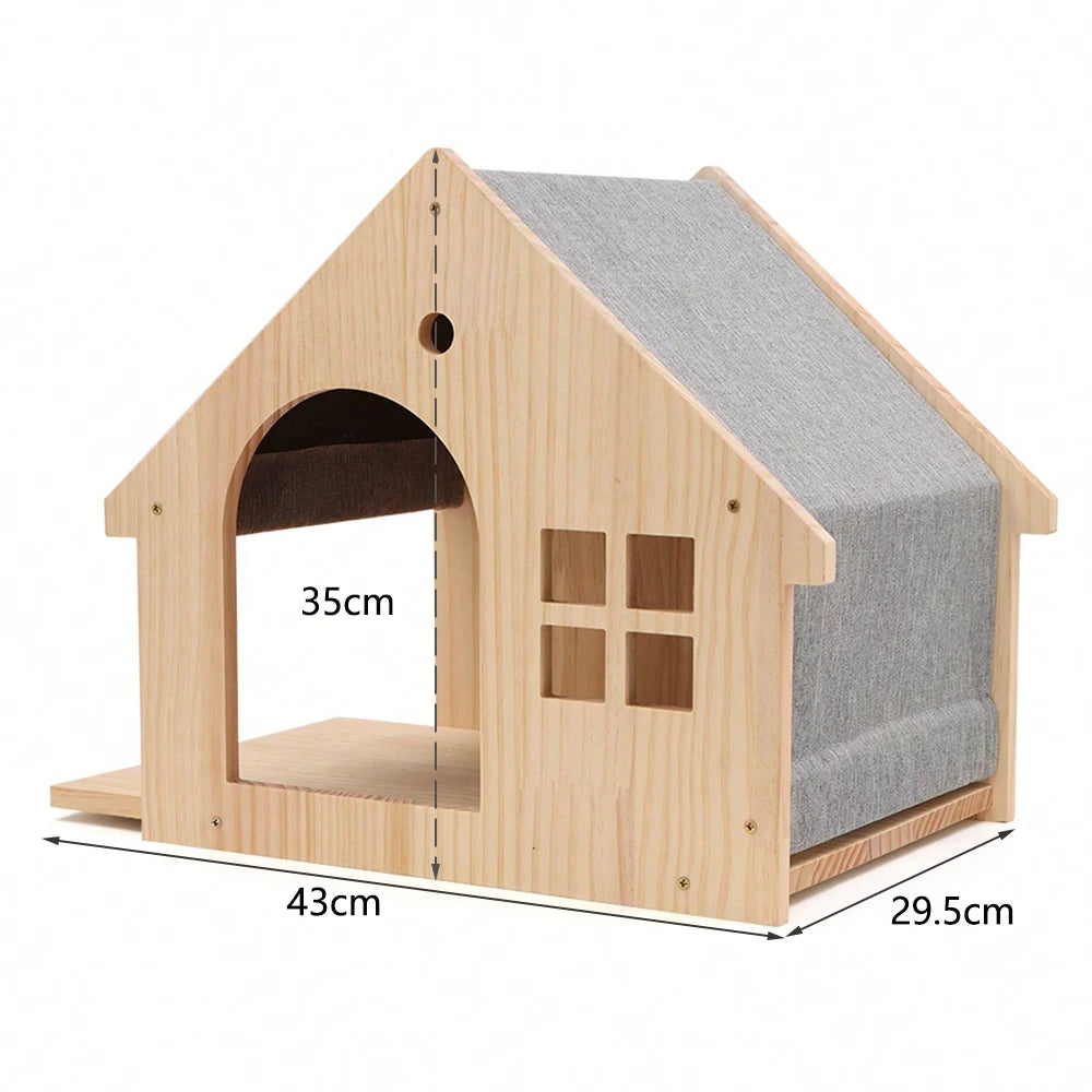Étagère murale maison pour chat – bois, gain de place