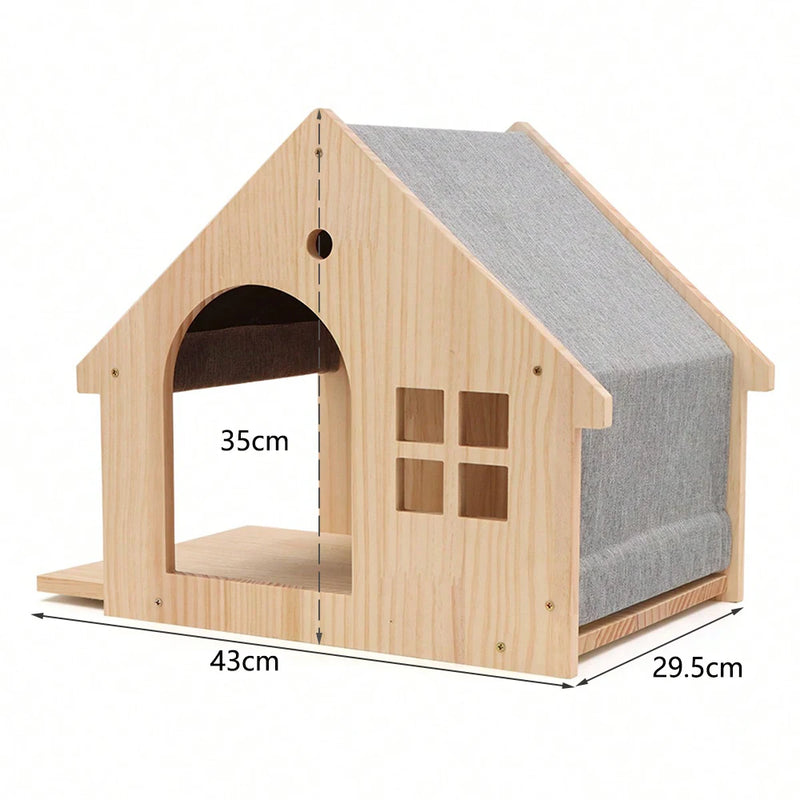 Étagère murale maison pour chat – bois, gain de place