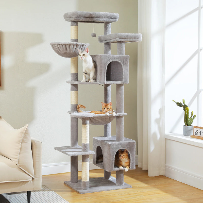 Arbre à chat Maine Coon 178 cm – 6 poteaux à griffer et perchoirs