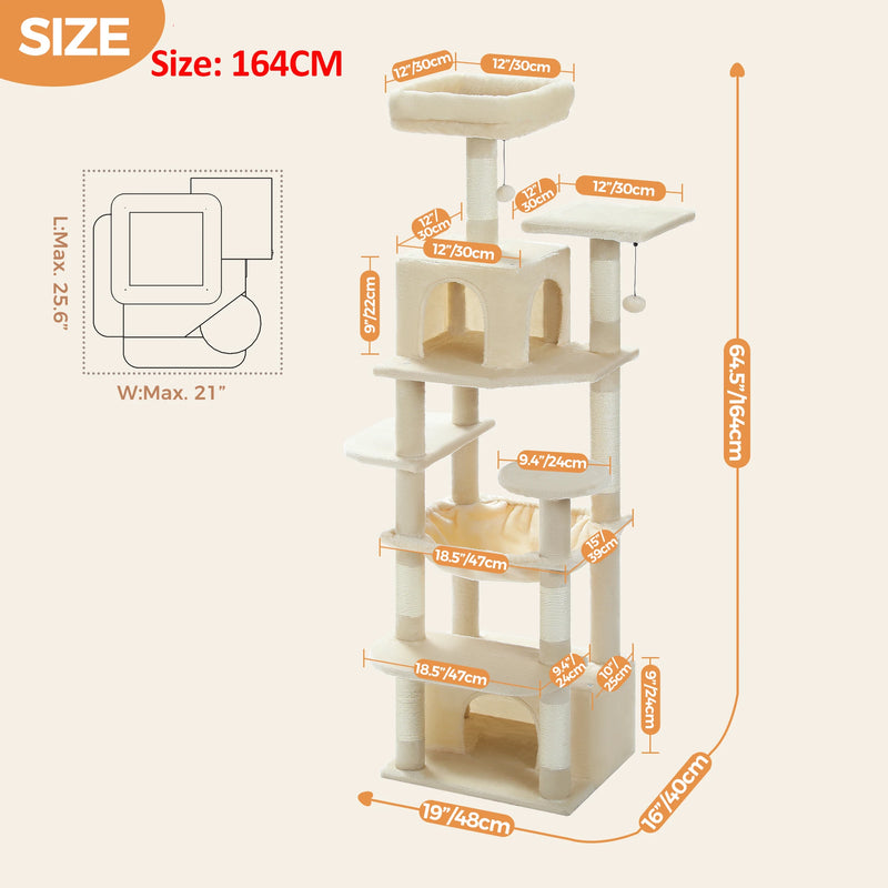 Grand arbre à chat pour Maine Coon – hamac, niches et poteaux sisal