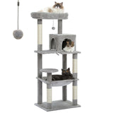 Arbre à chat 143 cm 5 niveaux – Gris clair