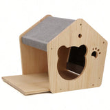 Étagère murale maison pour chat – bois, gain de place