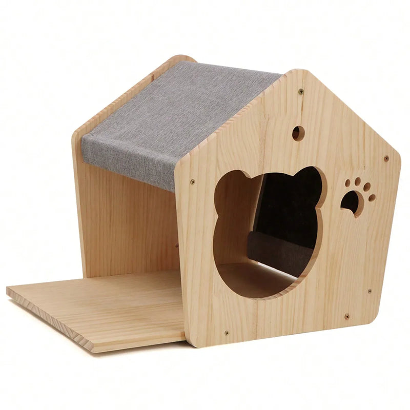 Étagère murale maison pour chat – bois, gain de place