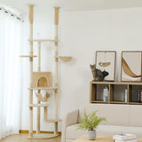 Arbre à chat du sol au plafond réglable – perchoirs et hamac
