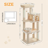 Petit arbre à chat 113 cm – 5 niveaux, hamac et kit anti-basculement