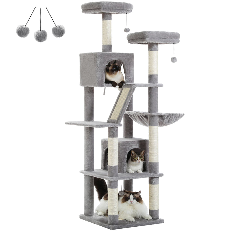 Arbre à chat Maine Coon 178 cm – 6 poteaux à griffer et perchoirs