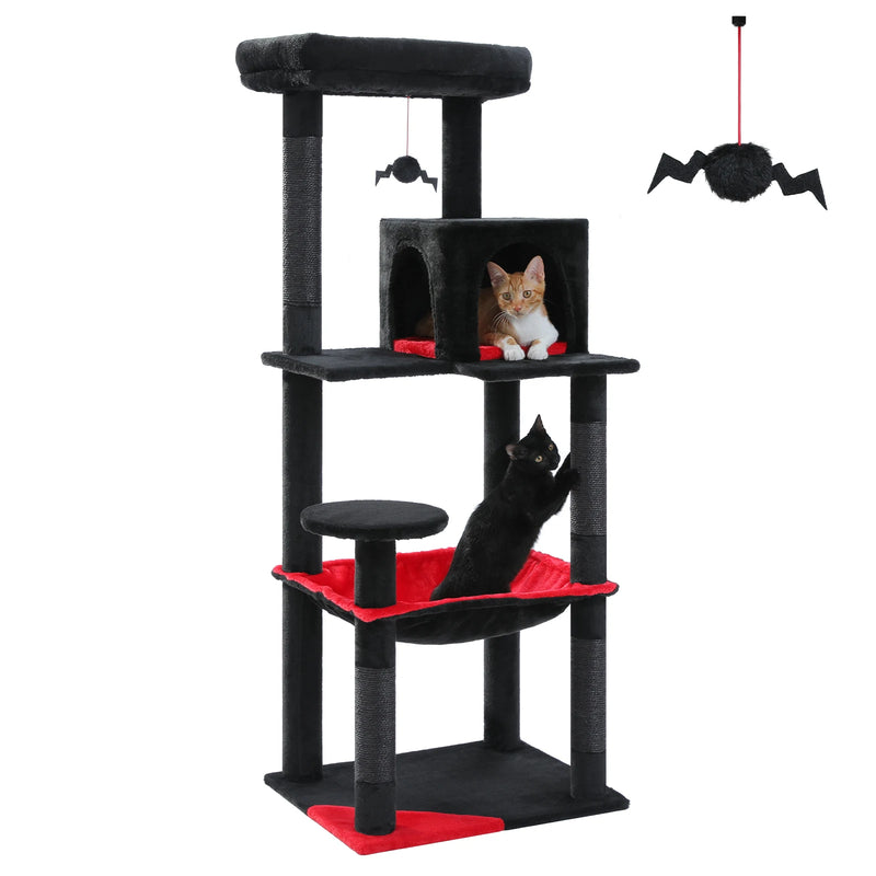 Arbre à chat 143 cm 5 niveaux – Noir