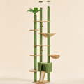 Arbre à chat sol au plafond bambou – vert, hamac et niche