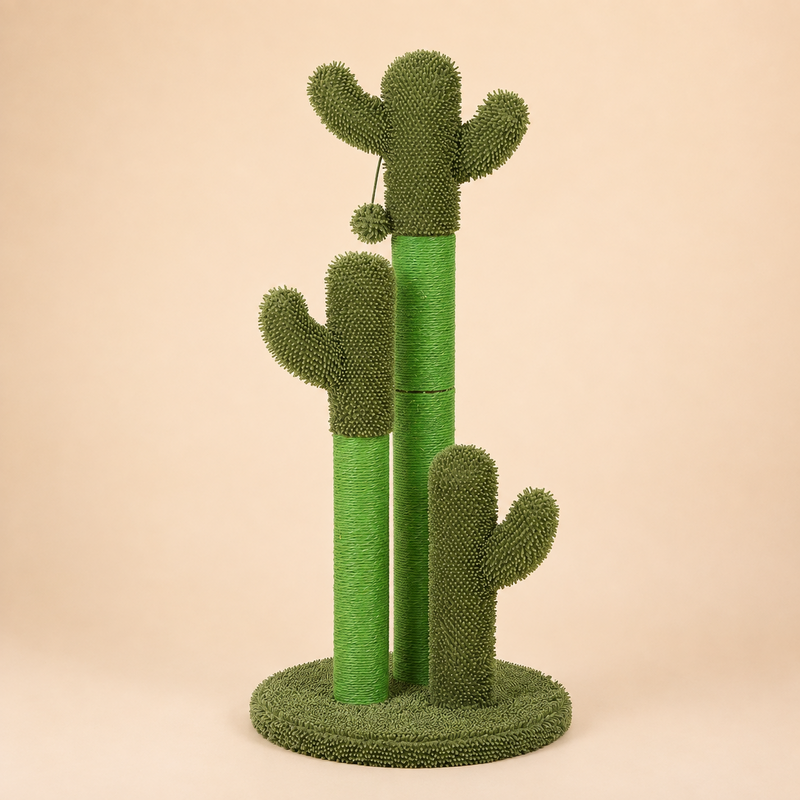 Griffoir cactus pour chat en version base verte