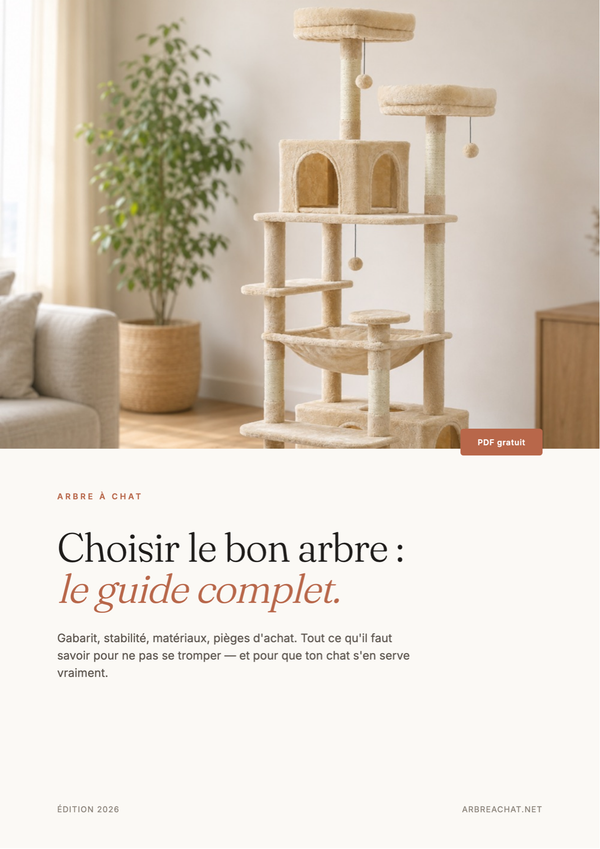 Couverture du guide gratuit Choisir le bon arbre à chat