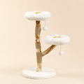 Arbre à chat fleur en bois 92 cm – 2 perchoirs pétale et tronc naturel