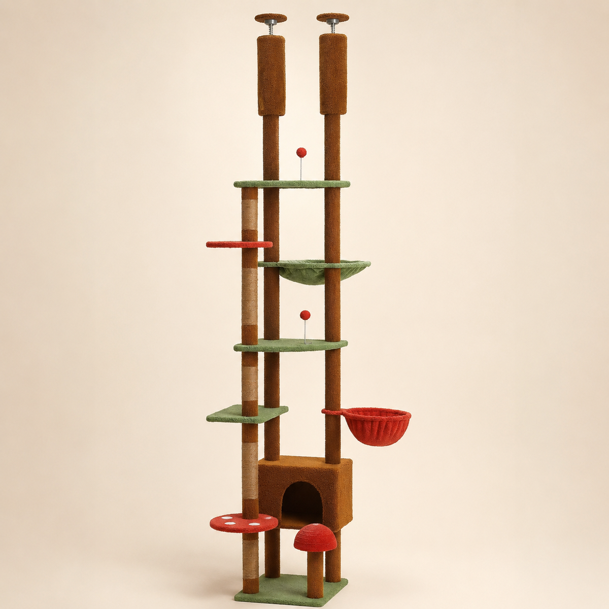 Arbre à chat sol au plafond thème forêt, vue d'ensemble sur fond neutre