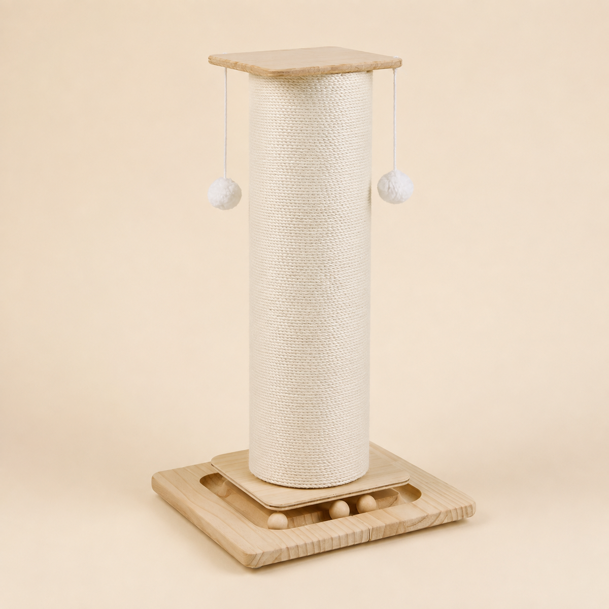 Griffoir poteau pour chat en sisal naturel de 80 cm sur base en bois massif