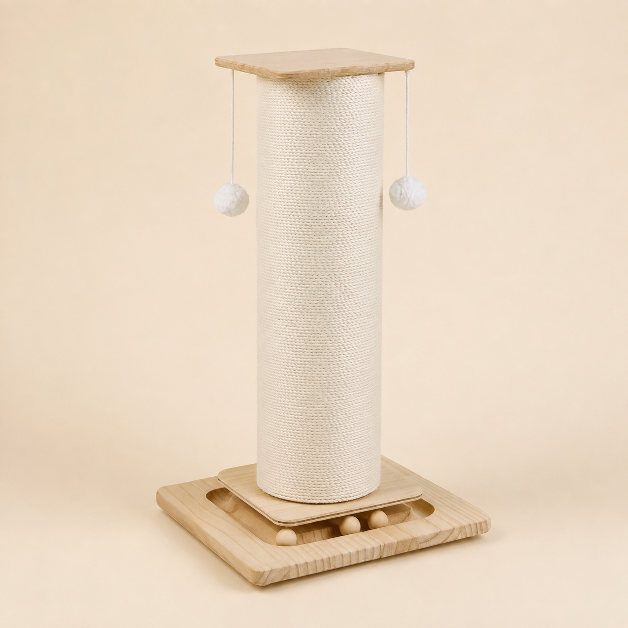 Griffoir poteau pour chat en sisal naturel de 80 cm sur base en bois massif