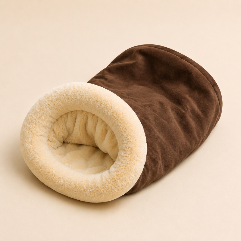 Sac de couchage pour chat en version marron chocolat